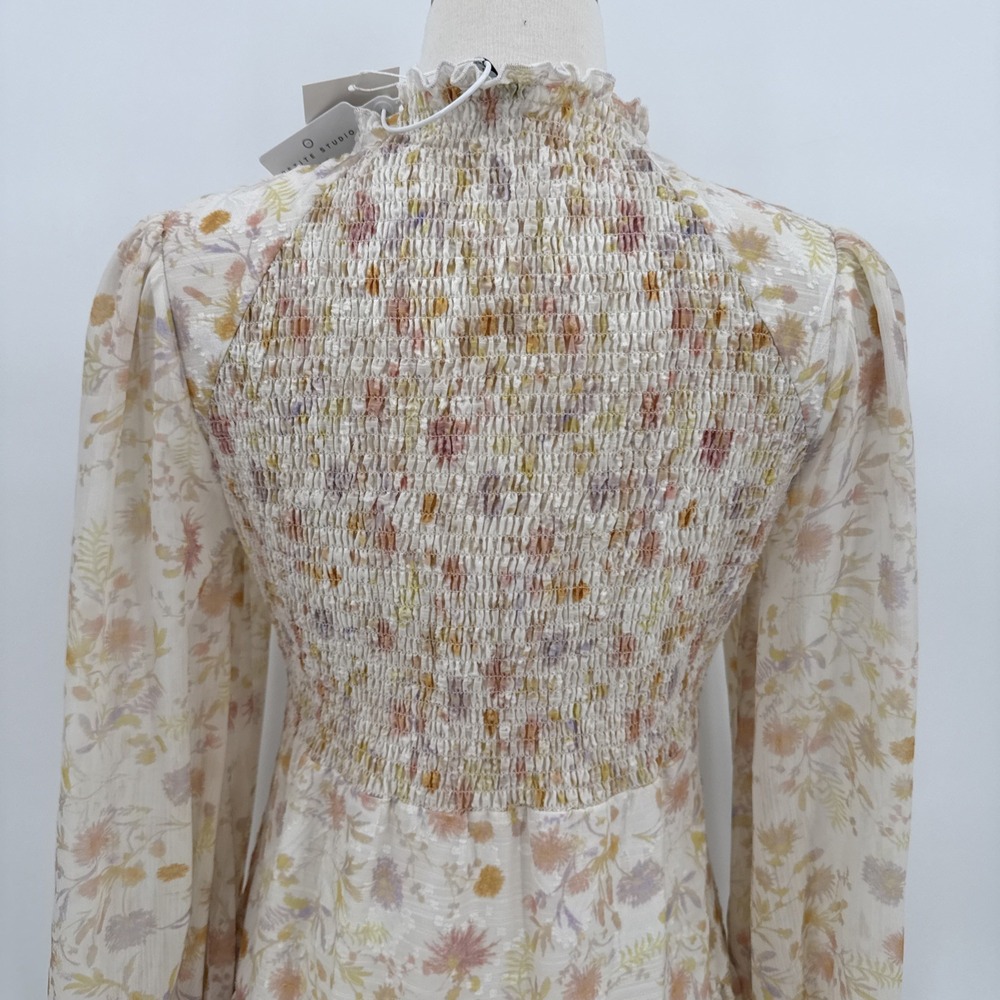 Petite Studio NYC Womens Floral Sheer Sleeve Cottage Dress Size XS Midi NEW - Picture 9 of 16